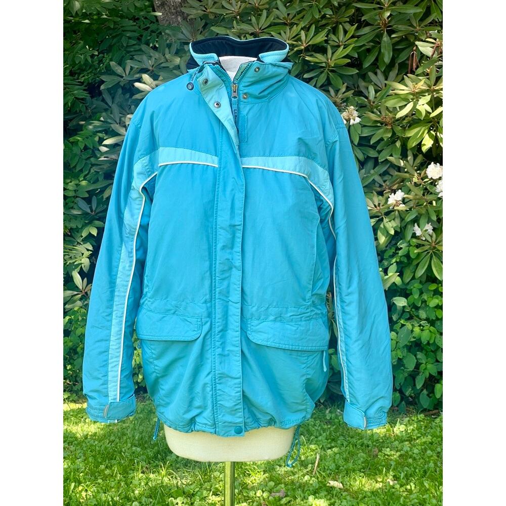Womens LL Bean Winter Ski Jacket W/ Liner M Petite Teal Blue